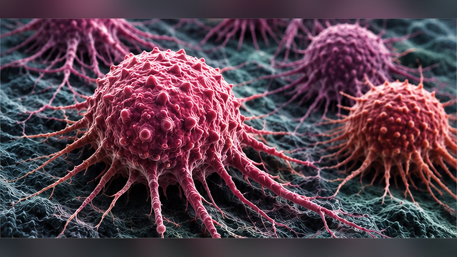 Células de melanoma humano vistas al microscopio electrónico de barrido